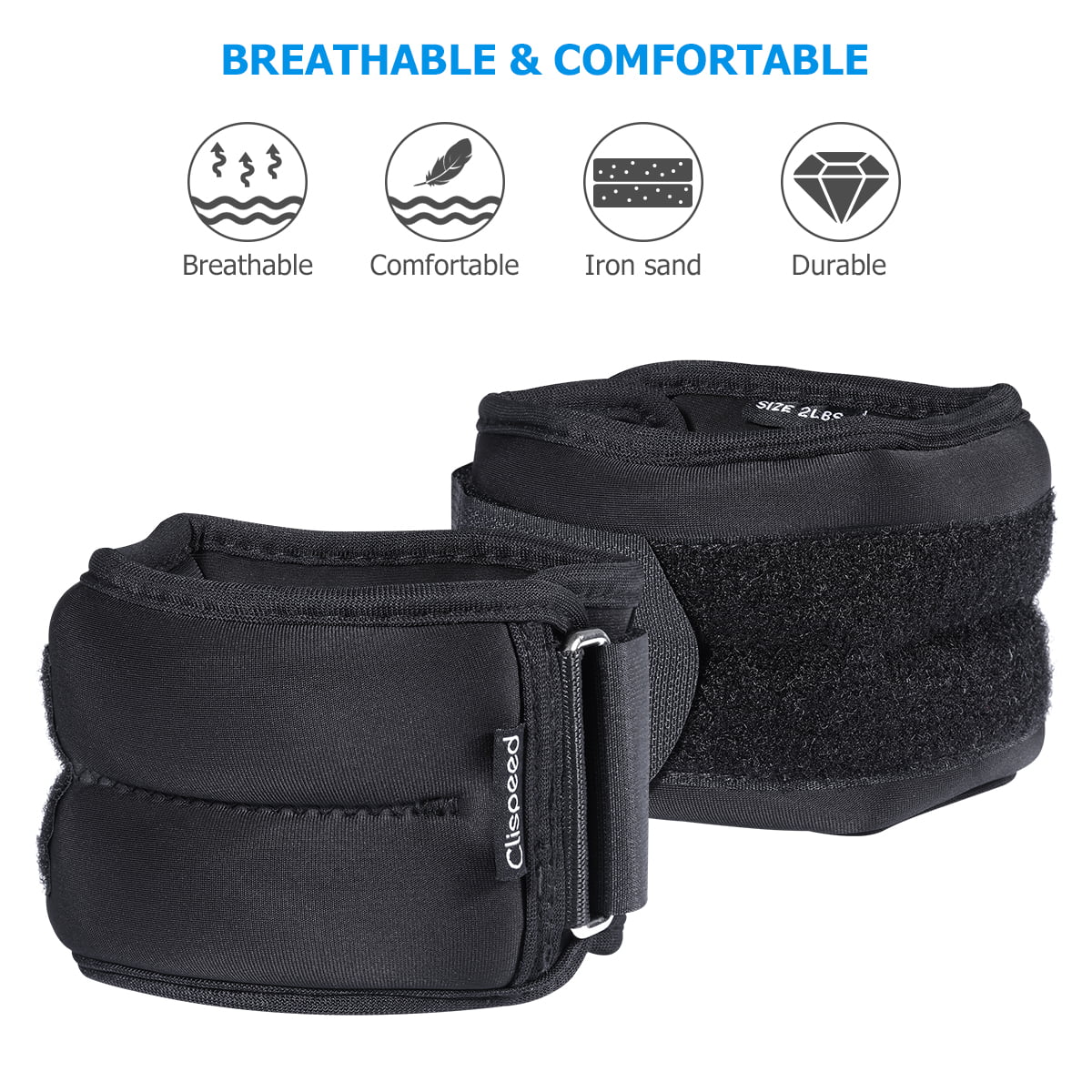 1 Pair Ankle Weights Set Wrist Arm Leg Weighted Sand Bag with Adjustable Strap,Exercise Equipment for Walking Jogging,2 lbs Each