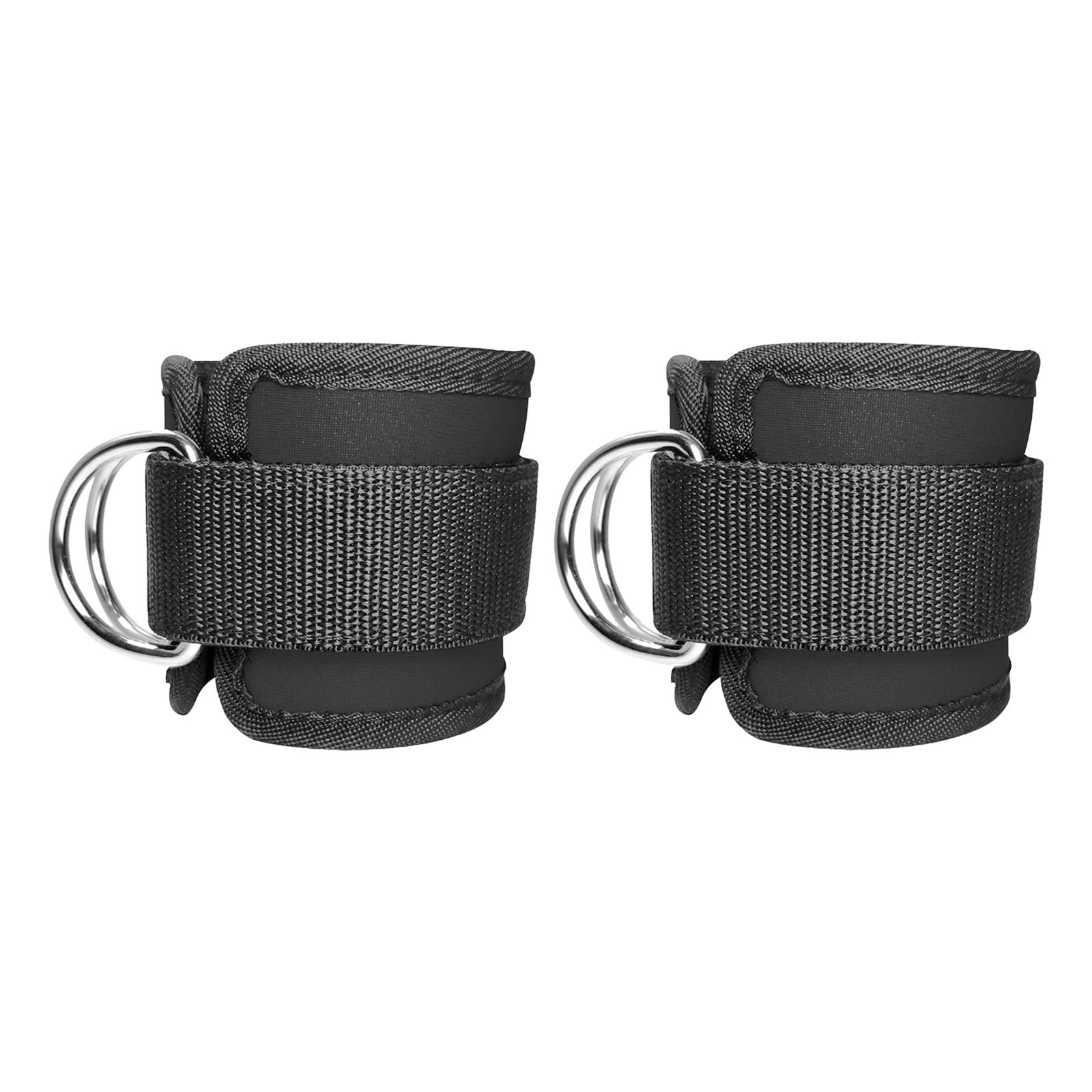 1 Pair Ankle Straps, Ankle Cuffs for Cable Machines, Workout Ankle Belt, Adjustable Padded Work Out Cuffs for Kickback, Glute Workout, Leg Extension 2 D Black No Grid