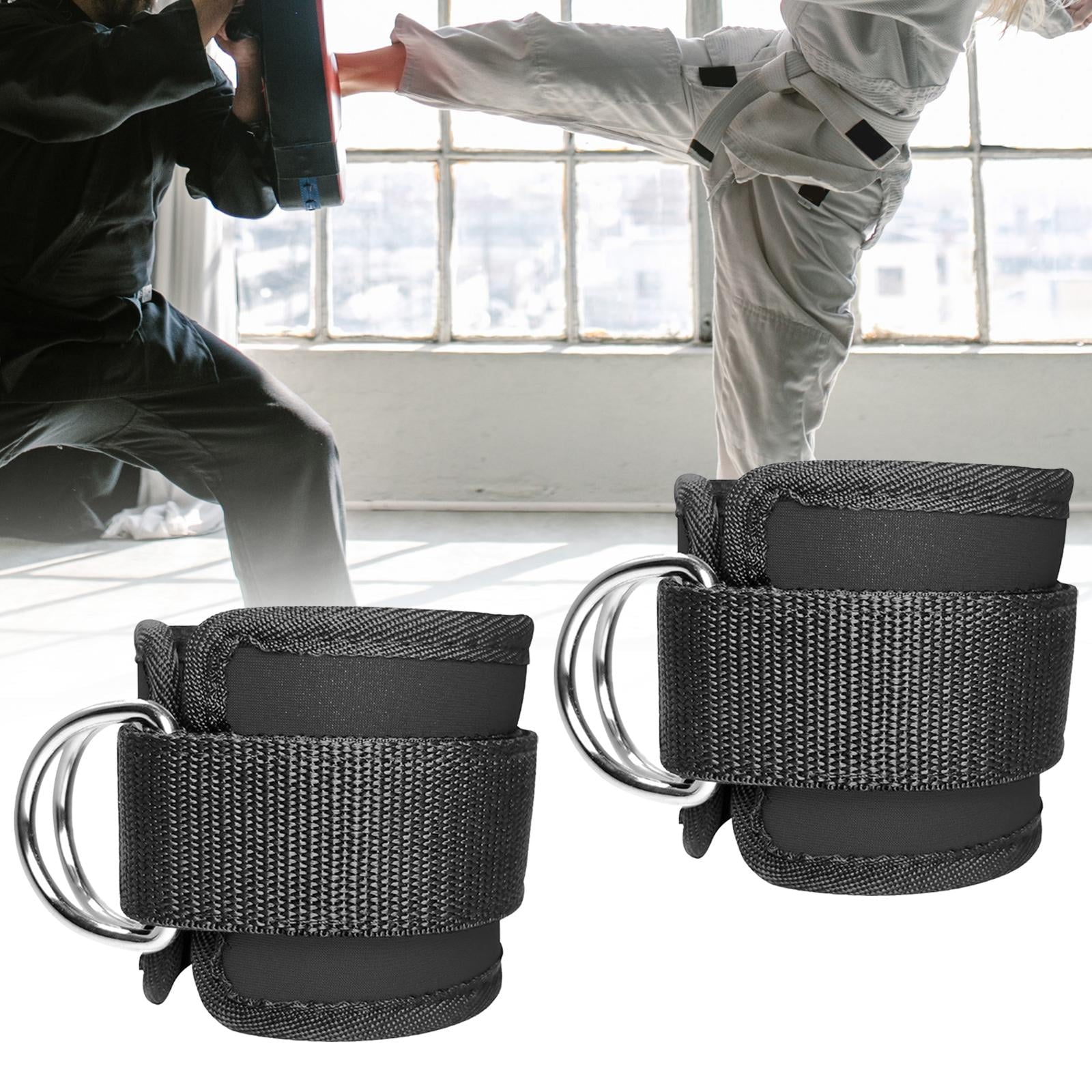 1 Pair Ankle Straps, Ankle Cuffs for Cable Machines, Workout Ankle Belt, Adjustable Padded Work Out Cuffs for Kickback, Glute Workout, Leg Extension 2 D Black No Grid