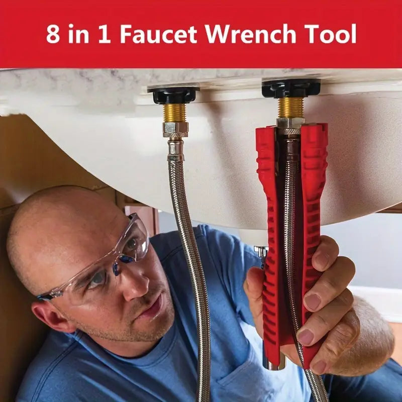 8 IN 1 Sink Wrench, Faucet And Sink Installation Tool Multifunctional Plumbing Tool Pipe Extractor For Sink Bathroom Kitchen Toilet Plumbing Valentine, Tools, Plumbing Tools, Tools For Men, Home Essentials, Father'S Day Gift, Essential Plumbers!