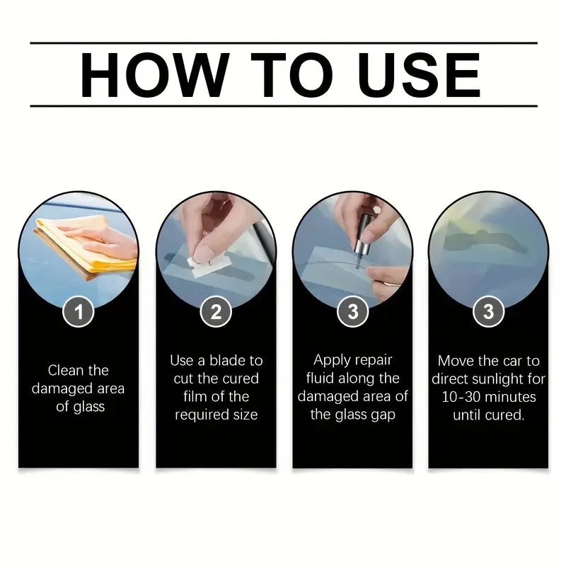 Specialized Glass Repair Kit Auto Windshield Cracks Scratches Clear Vision Portable Adhesive - Repairs Deep Cracks, No Specialty Tools Required, Fast Acting