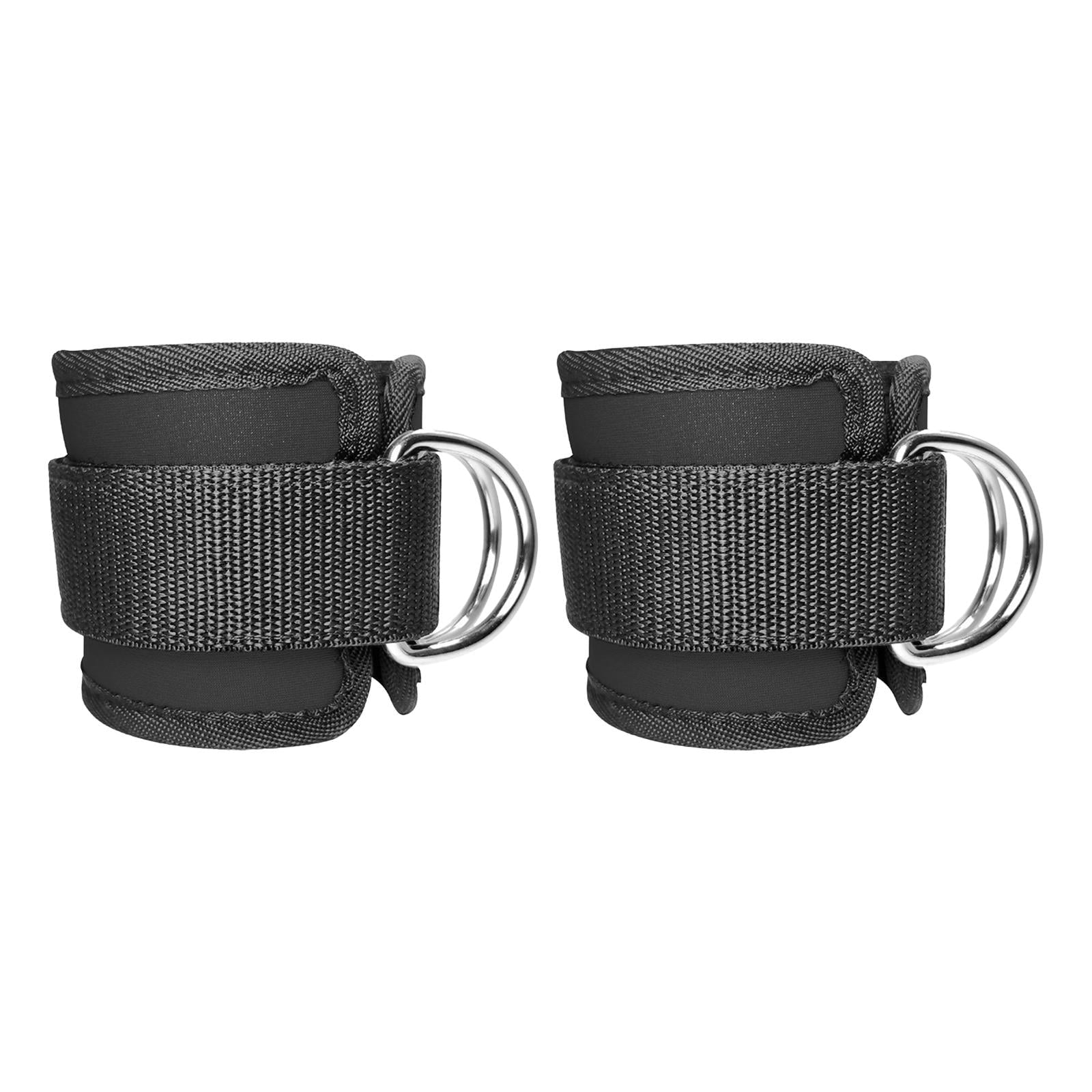 1 Pair Ankle Straps, Ankle Cuffs for Cable Machines, Workout Ankle Belt, Adjustable Padded Work Out Cuffs for Kickback, Glute Workout, Leg Extension 2 D Black No Grid