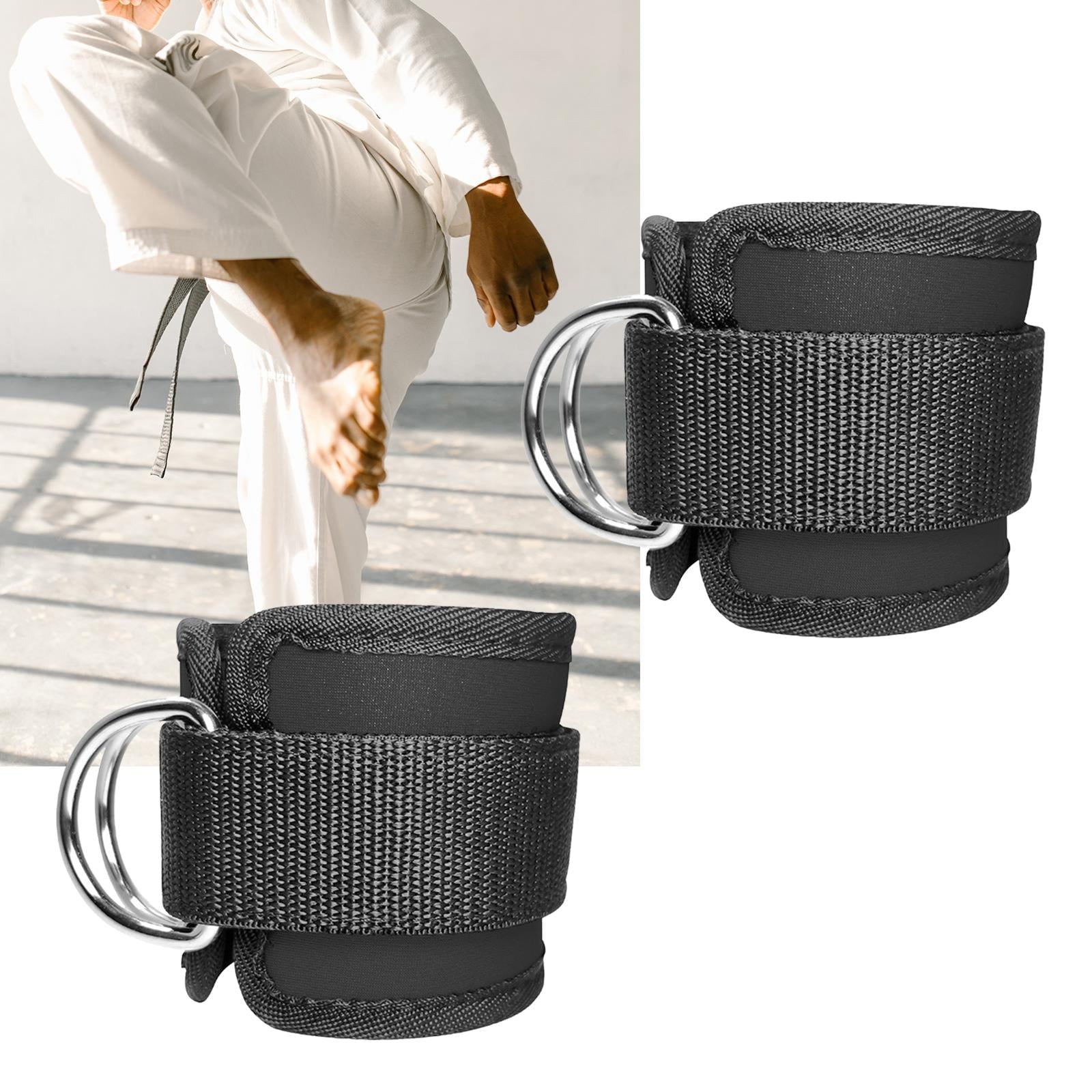 1 Pair Ankle Straps, Ankle Cuffs for Cable Machines, Workout Ankle Belt, Adjustable Padded Work Out Cuffs for Kickback, Glute Workout, Leg Extension 2 D Black No Grid