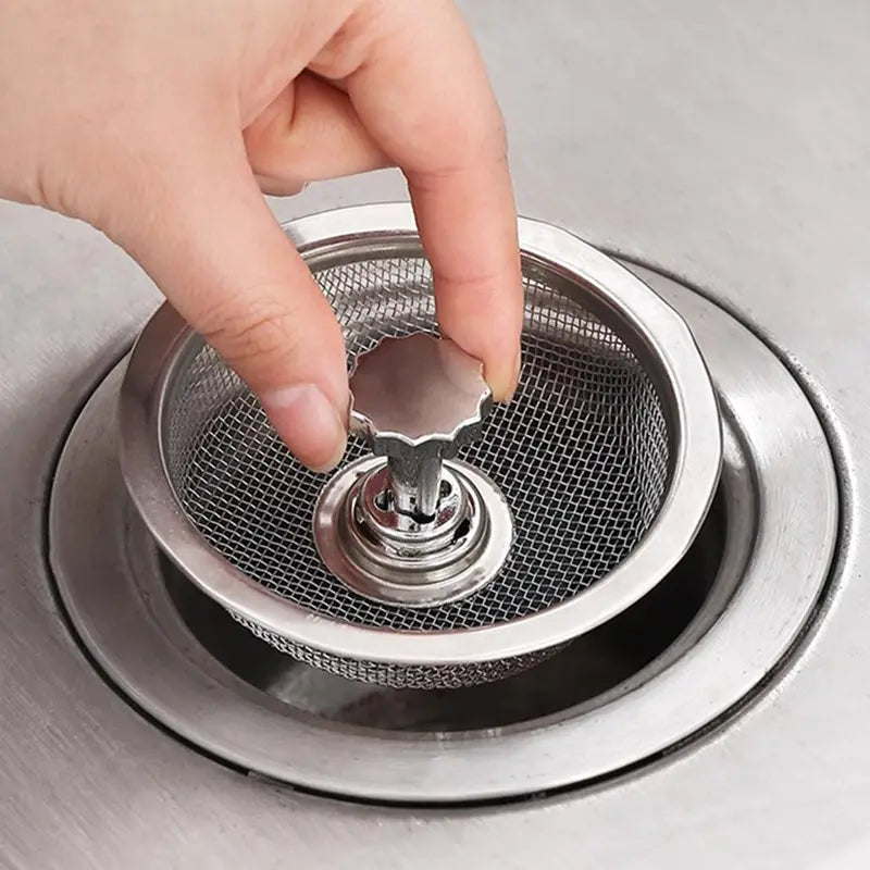 1pc Stainless Steel Sink Filter - 3.2-Inch Anti-Clog Mesh with Central Knob, Easy-Clean Rust-Resistant Design for Bathroom, Kitchen, Shower & Bathtub Drains