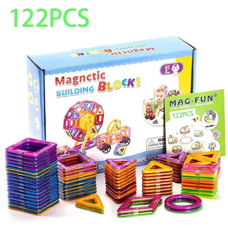 122pcs - DIY Magnetic Toys With Magnetic Blocks, Large-sized STEM Toy Structure Set Toys, Educational Magnetic Toys For Learning, Magnetic Tiles, Birthday, Halloween, Valentine'S Day Gifts