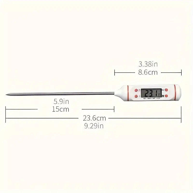 1pc Digital Instant Read Thermometer, Plastic, Ultra-Fast & Precise Cooking Probe for Meat, Milk, Liquids & Candy, Battery Included (Button Battery), for Home & Restaurant Kitchens, Black/White