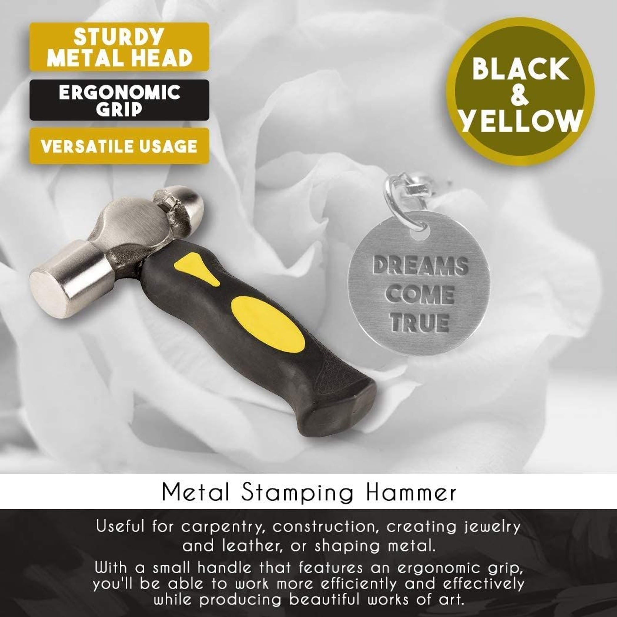 1 Pound Metal Stamping Hammer for Jewelry Making, Geodes, Leather Hammer for Crafts, Forming Tools (6 Inch)