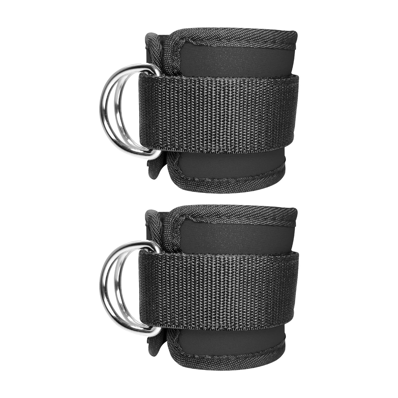 1 Pair Ankle Straps, Ankle Cuffs for Cable Machines, Workout Ankle Belt, Adjustable Padded Work Out Cuffs for Kickback, Glute Workout, Leg Extension 2 D Black No Grid