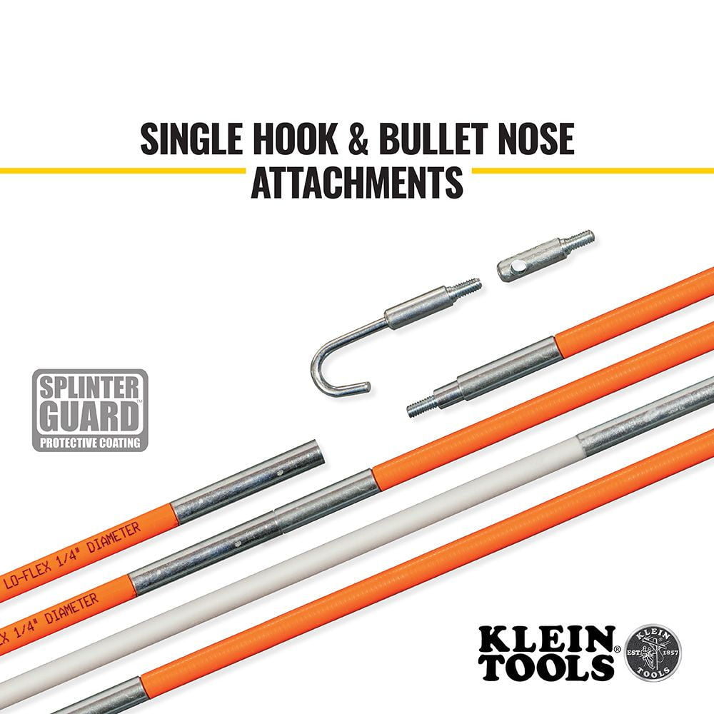 "Klein Tools Fish Stick, Fiberglass, Orange, 56325"