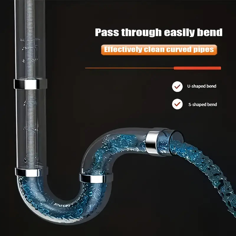 1pc 39.37" Long Flexible Pipe Unclog Tool, Manual Sink and Toilet Drain Cleaner, Hair and Waste Removal Tool for Bathroom and Kitchen, Easy to Use, Durable, Space Saving Design