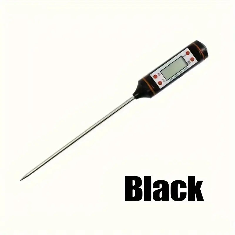 1pc Digital Instant Read Thermometer, Plastic, Ultra-Fast & Precise Cooking Probe for Meat, Milk, Liquids & Candy, Battery Included (Button Battery), for Home & Restaurant Kitchens, Black/White