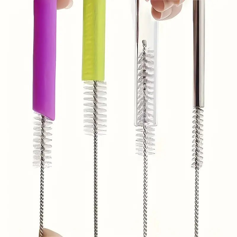 5 Stainless Steel Cleaning Brushes - Reusable Kitchen Tools for Home Use, Suitable for Glass, Silicone, Metal Straws, Etc.! - Perfect for Kitchen Cleaning - No Power Required.