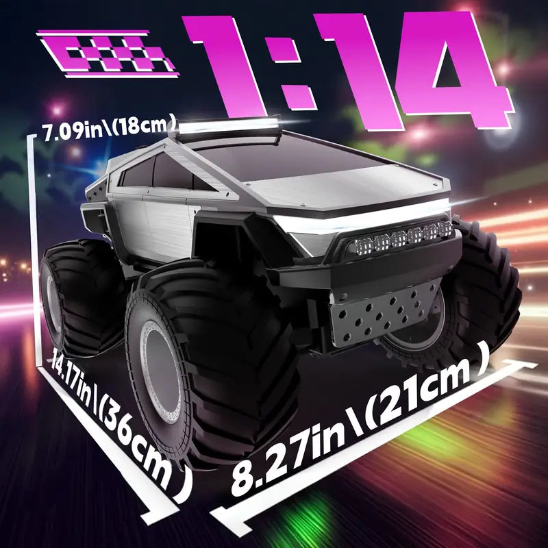 Truck Toy, Truck RC Car 4WD Off Road, Remote Control Truck for All Terrain, Monster Truck Toys with LED Lights And Music 2.4GHz Vehicles Kids Gifts for Boys/Girls Age 6+, Easter Gifts