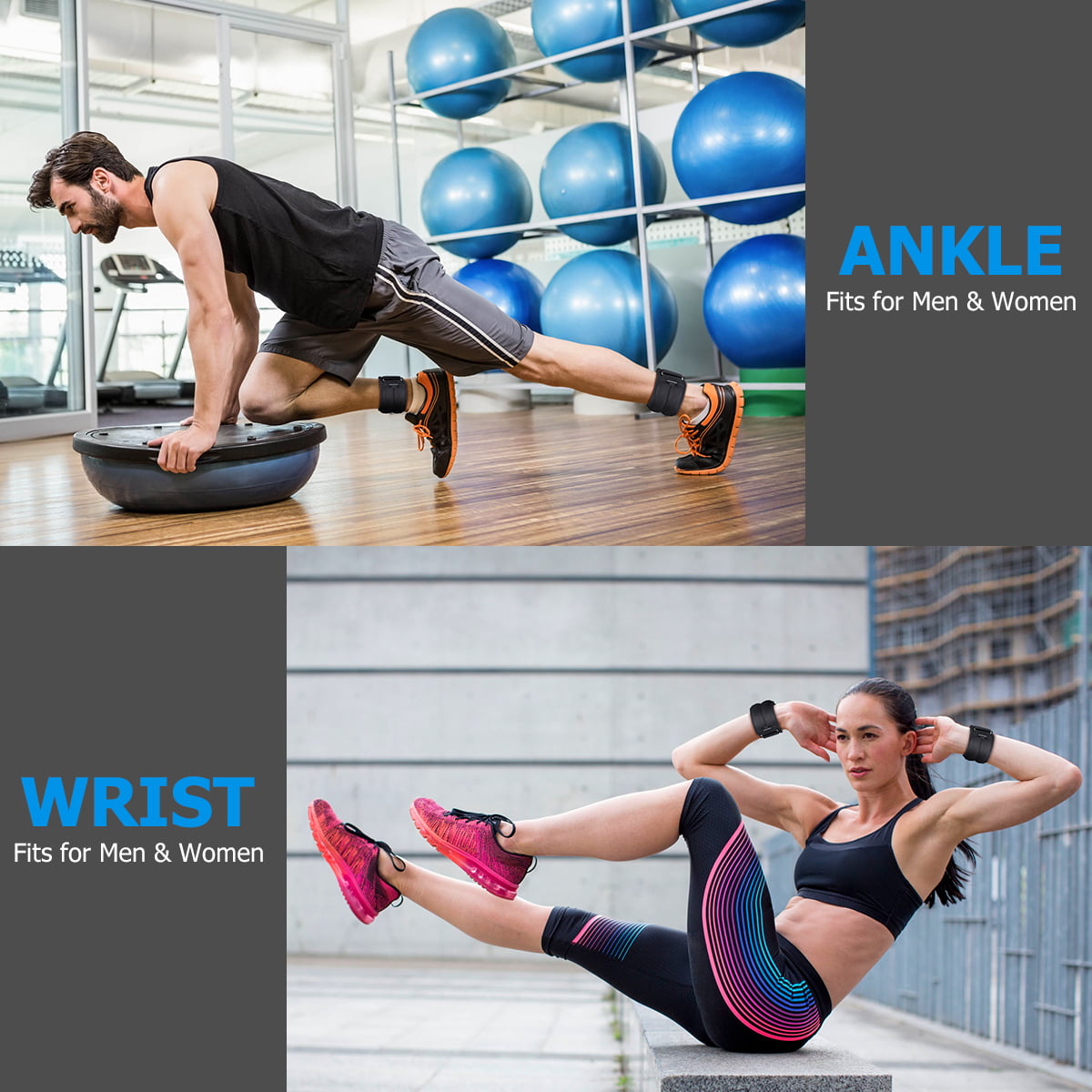 1 Pair Ankle Weights Set Wrist Arm Leg Weighted Sand Bag with Adjustable Strap,Exercise Equipment for Walking Jogging,2 lbs Each