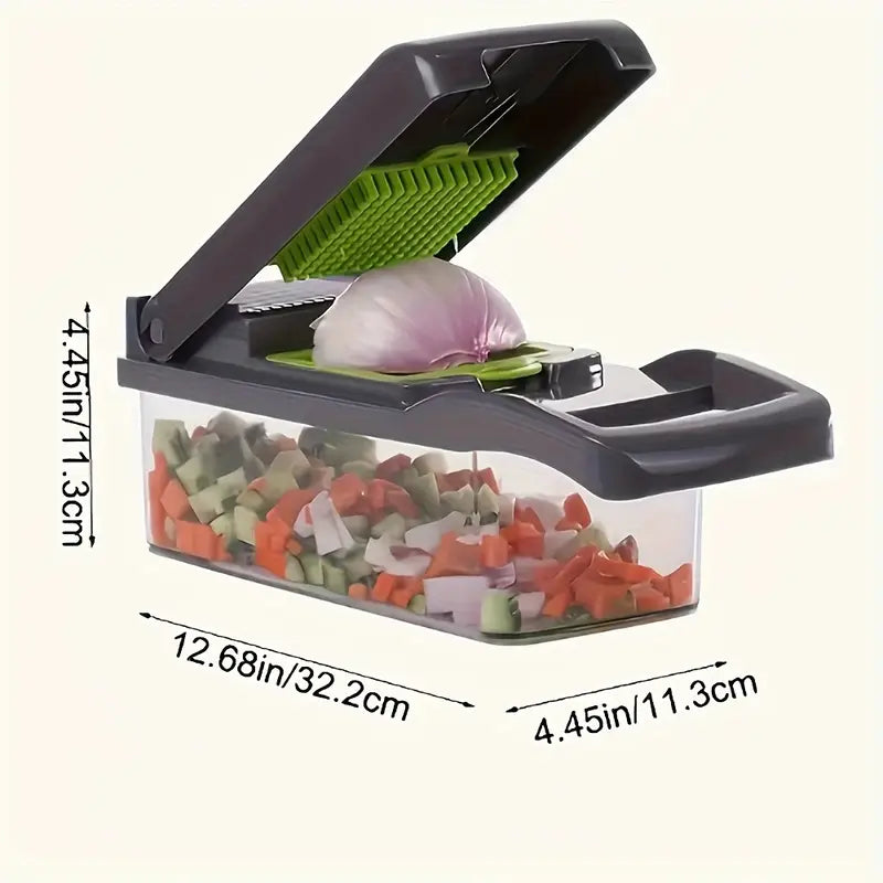 16-In-1 Manual Vegetable Chopper Set, with 8 Blades, Container, Peeler And Filter, Easy Meal Preparation, Professional Onion, Carrot And Garlic Slicer, Kitchen Supplies Father Gift