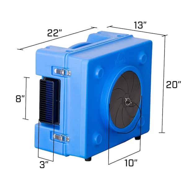 1/3 HP 2.5 Amp HEPA Air Scrubber Purifier for Water Damage Restoration Negative Air Machine in Blue