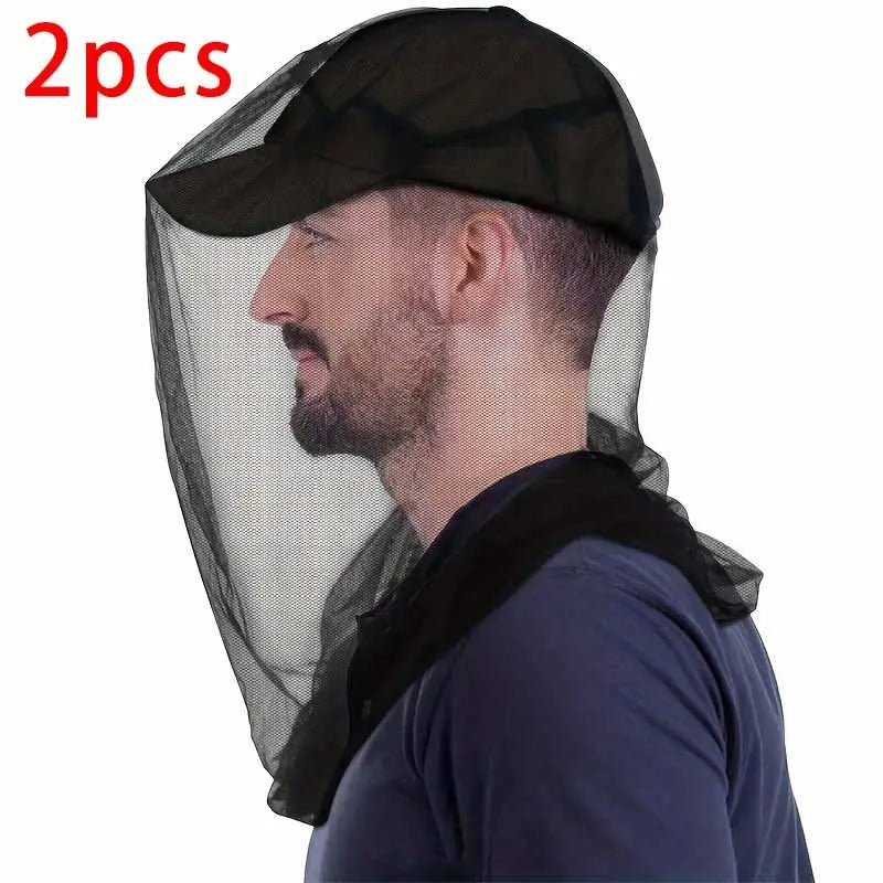 1/2pcs Premium Mosquito Net - Extra Large Extra Long Extra Fine Mesh Insect Repellent for Camping, Hiking, Fishing, Gardening, Hunting - Fits All Men & Women Hats, 100% Polyester, Machine Washable, Mosquito Repellent Outdoor