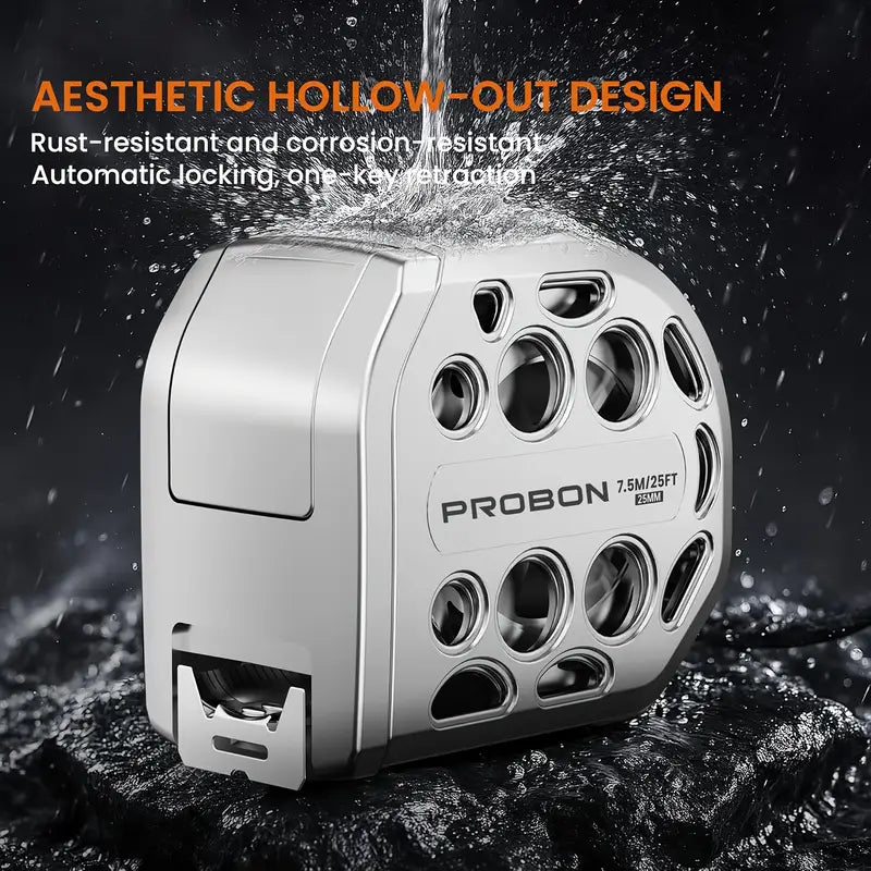 2025 New 25ft Stainless Steel Measuring Tape - Anti-Rust, Strong Magnetic Bottom, Hollow Design, Portable Self-Locking Tape Measure for Household & Woodworking (No Battery Needed), Woodworking Tools, Precision Measurement,