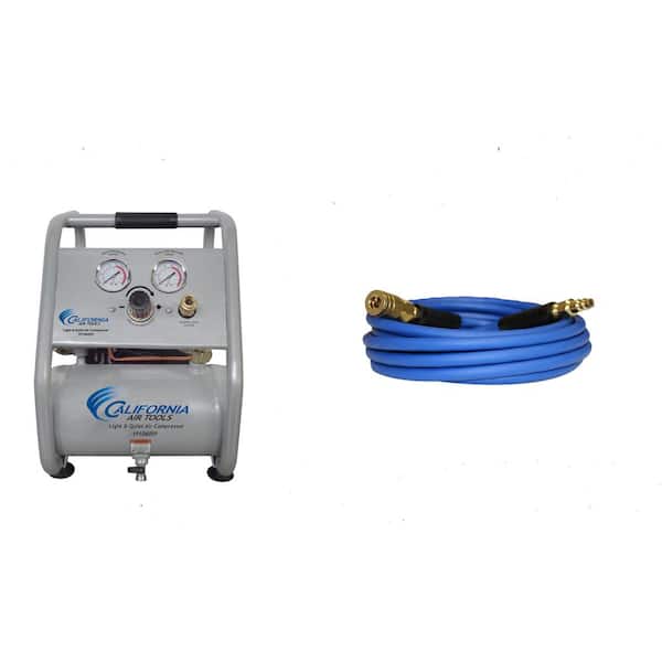 0.6 Hp 1 Gal. 120 Psi Tank Steel Light and Quiet Panel Portable Electric Air Compressor with 25 ft. Hybrid Air Hose Kit