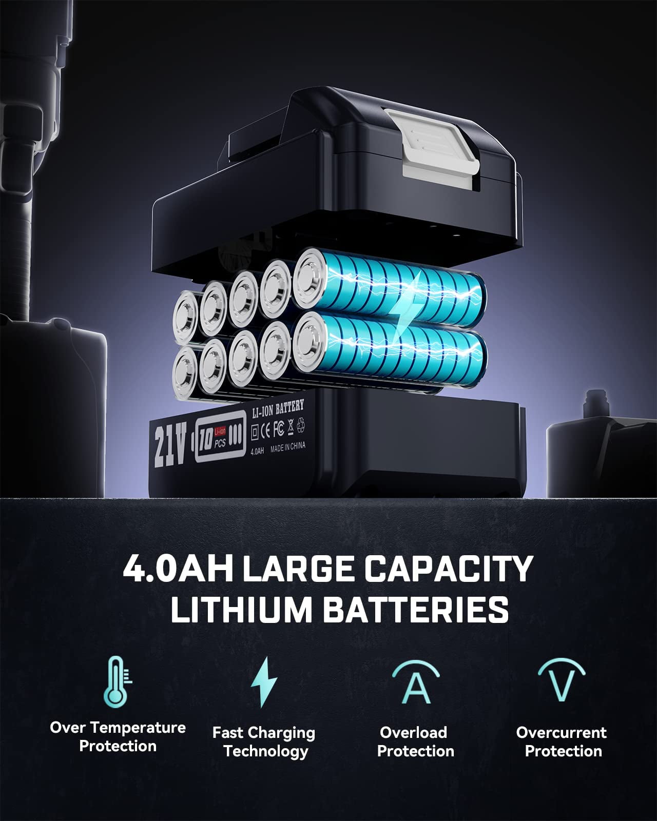 1/2'' Cordless Right Angle Impact Wrench Kit ,Seesii Brushless Power Impact Wrench 220Ft-lbs(300N.m), w/4.0Ah Rechargable Battery & 4 Sockets