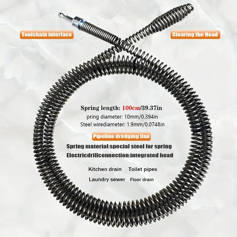 1pc 39.37" Long Flexible Pipe Unclog Tool, Manual Sink and Toilet Drain Cleaner, Hair and Waste Removal Tool for Bathroom and Kitchen, Easy to Use, Durable, Space Saving Design