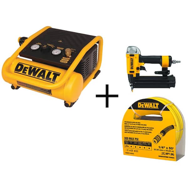 1 Gal. 135 PSI Portable Electric Trim Air Compressor, 18-Gauge Pneumatic Brad Nailer and 50 ft. x 1/4 in. Air Hose
