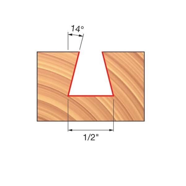 1/3 in. x 1/2 in. Carbide Dovetail Router Bit with 1/4 in Min Chuck