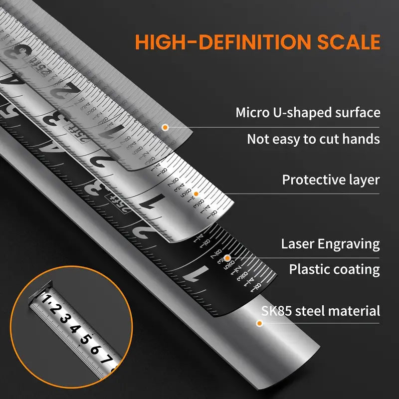 2025 New 25ft Stainless Steel Measuring Tape - Anti-Rust, Strong Magnetic Bottom, Hollow Design, Portable Self-Locking Tape Measure for Household & Woodworking (No Battery Needed), Woodworking Tools, Precision Measurement,