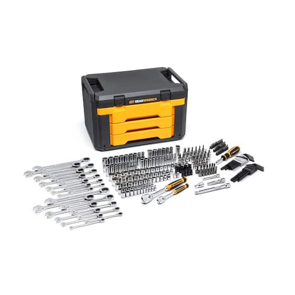 1/4 in. and 3/8 in. Drive 90-Tooth Standard and Deep SAE/Metric Mechanics Tool Set in 3-Drawer Storage Box (232-Piece)