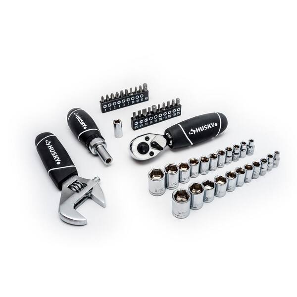 1/4 in. and 3/8 in. Stubby Ratchet and Socket Set (46-Piece)