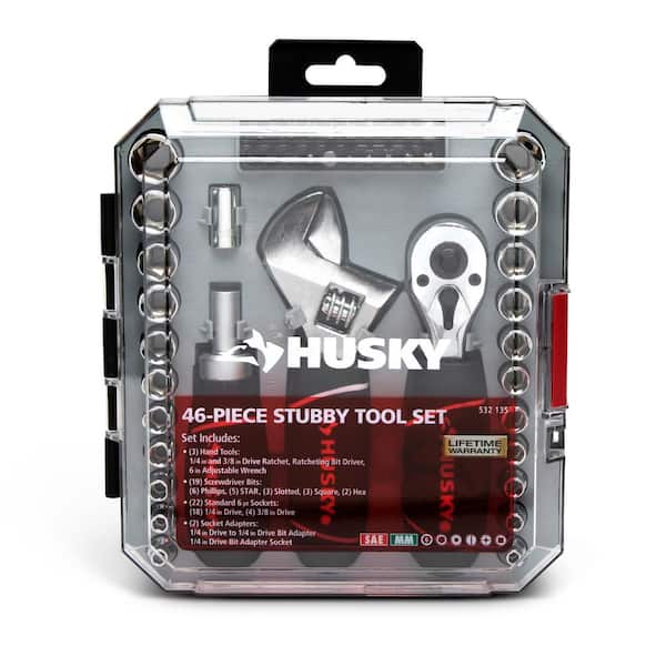 1/4 in. and 3/8 in. Stubby Ratchet and Socket Set (46-Piece)