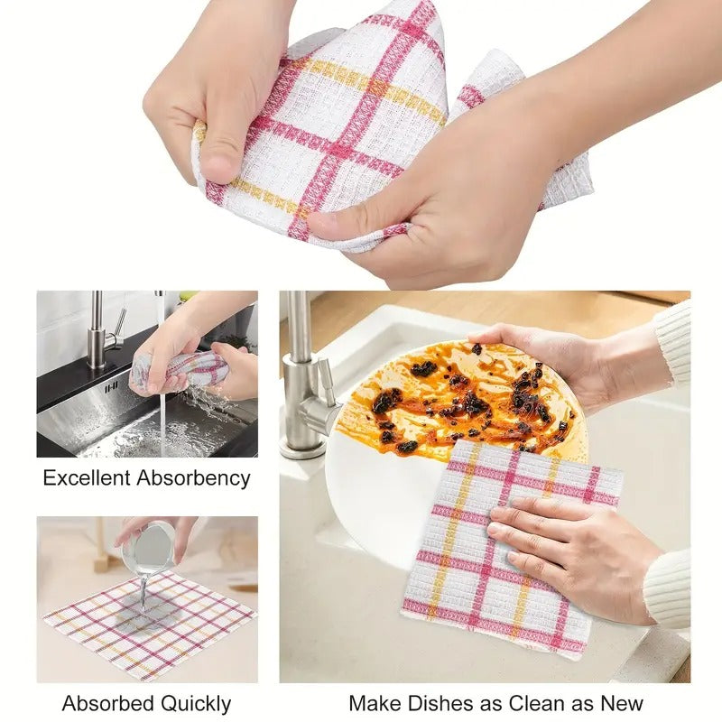 15pcs Soft & Absorbent Kitchen Dish Cloths for Washing Dishes - Dish Cloths & Dish Towels for Efficient Cleaning - Reusable, Durable, 30cm/12in, Ideal for Household Chores Kitchen Towels Dish Rags Dish Towels