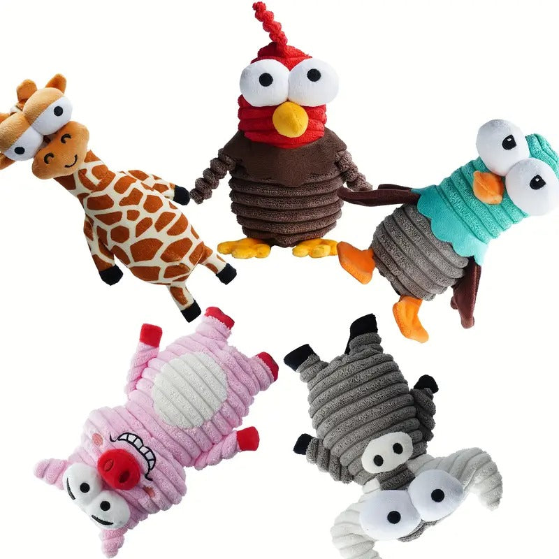 Nocciola 5pcs Dog Squeaky Toys, 5 Funny Strange Squeak Sounds For 5 Different Animals, Durable Interactive Dog Toy To Keep Them Busy, For Small To Large Dogs, Without Battery
