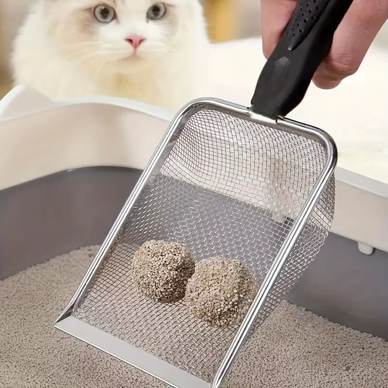 1 durable stainless steel cat litter scraper - an efficient pet cleaning tool suitable for all types of cat litter, making it convenient for cat owners to clean