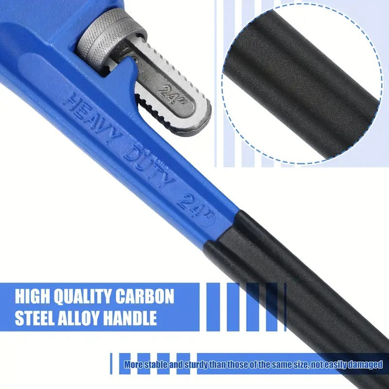 6pcs Straight Heavy Duty Pipe Wrench Set Plumber Adjustable Water Alloy Steel Grip Plumber's Wrench Plumbing Tools, Blue