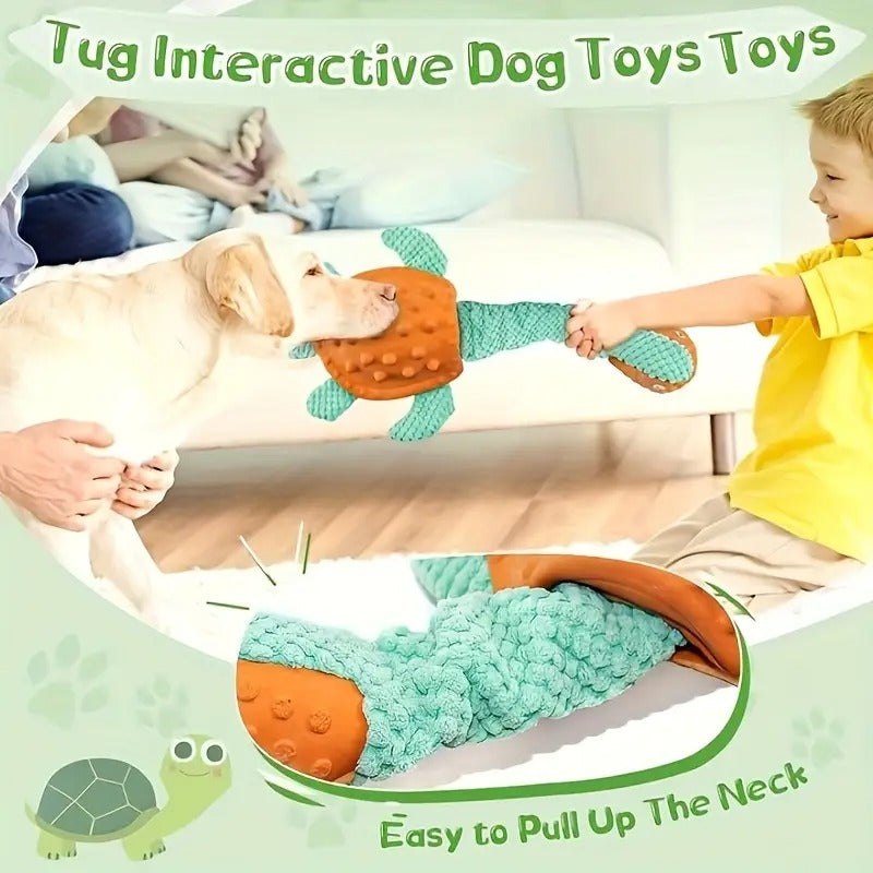 Large Squeak turtle Dog Toys,Interactive Plush Tug Stretch of War Toys Suitable for small/medium/large dogs,teething training,puppy toys,Indoor Fun Puppy toys