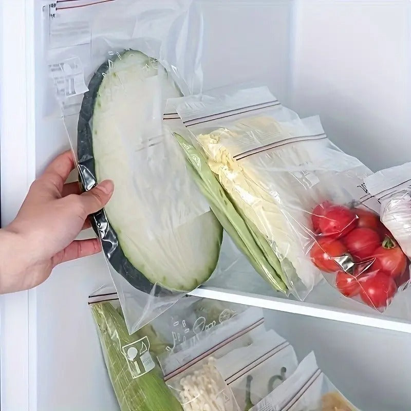 45pcs Heavy-Duty Transparent Food Storage Bags with Double Zipper-like Sealing Strip - Airtight, Leakproof, Reusable for Freshness - Ideal for Kitchen, Pantry, Freezer, Fridge - Keep Dry Goods, Meat, Vegetables,
