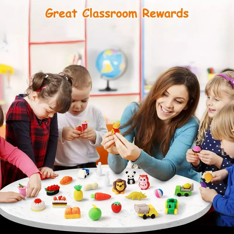 100pcs Fun Animal Erasers For Kids, 3D Kawaii Pencil Erasers, Cute School Stationery, Party Favors, Classroom Prizes, Game Rewards, Goodie Bag Stuffers, Desk Toys, Learning Tools, Collectible Gifts