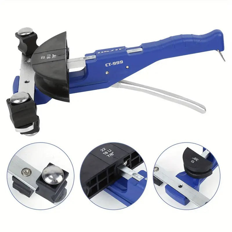 Pipe Tube Bender, 1/4" to 7/8" OD Manual Pipe Tube Bender with 7 Bending Dies, 180° Copper Aluminum Pipes Bending Tools Bending Machine Pipe Cutter Mechanical Ratchet Bow‑Type with Fiber Wheel