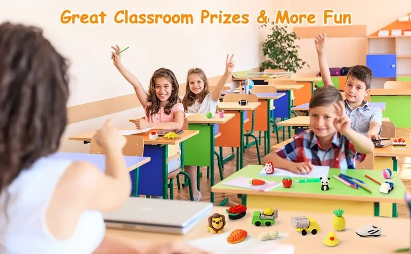 100pcs Fun Animal Erasers For Kids, 3D Kawaii Pencil Erasers, Cute School Stationery, Party Favors, Classroom Prizes, Game Rewards, Goodie Bag Stuffers, Desk Toys, Learning Tools, Collectible Gifts
