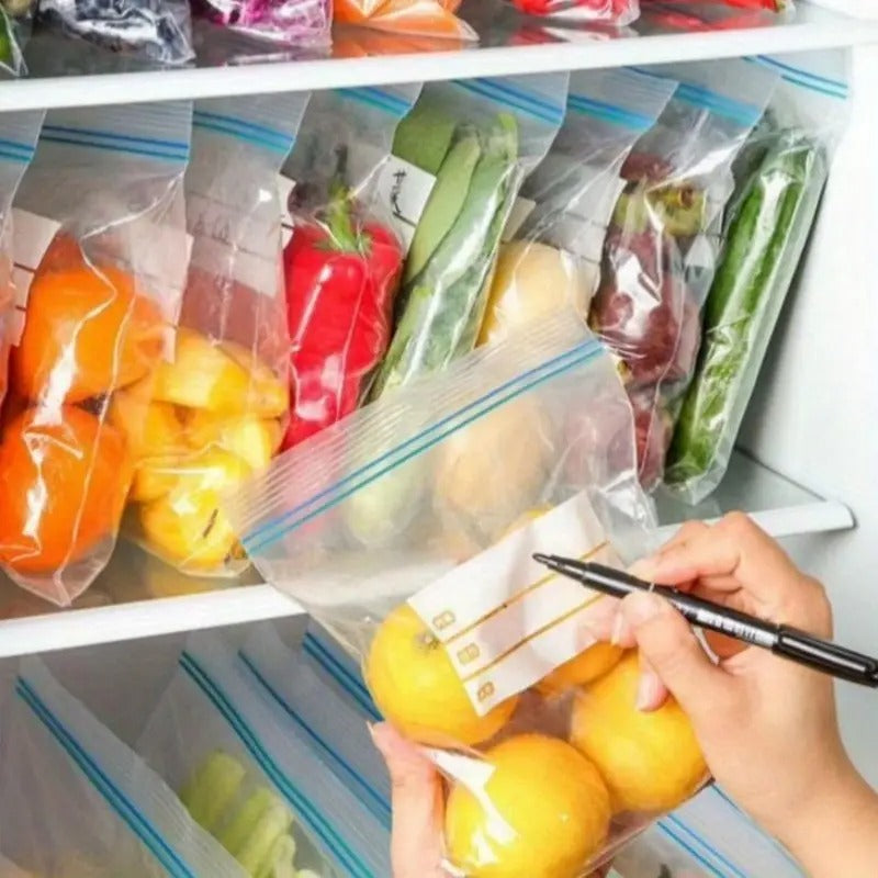 45pcs Heavy-Duty Transparent Food Storage Bags with Double Zipper-like Sealing Strip - Airtight, Leakproof, Reusable for Freshness - Ideal for Kitchen, Pantry, Freezer, Fridge - Keep Dry Goods, Meat, Vegetables,