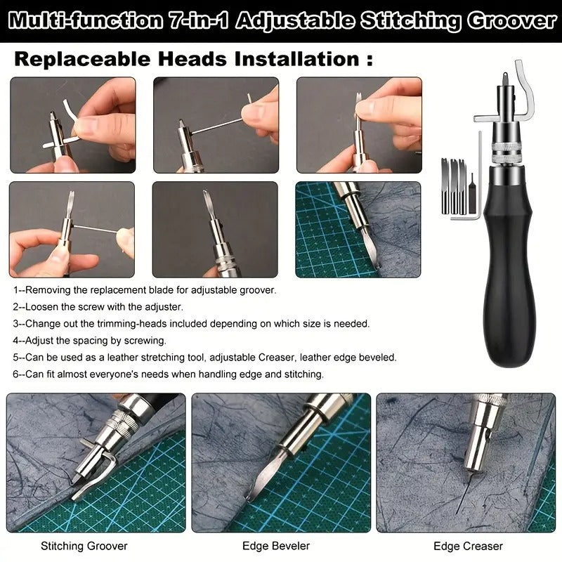 WUTUREE Leather Tools Kit with Leather Strap Hole Punch And Engraving Tool leather engraving tool for Cutting Punching Professional Handmade Craft Accessories Set