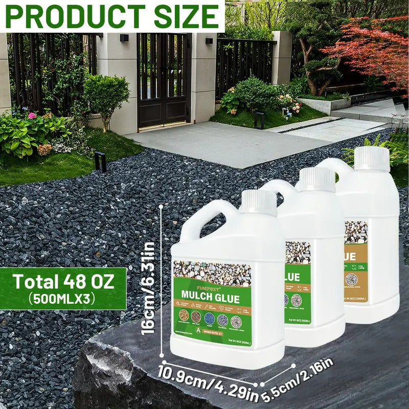 1.5 Gallon FUNEPOXY Waterproof Mulch Glue for Landscaping- Fast-Drying, Non-Toxic Rock Glue Binder for Garden, Stone& Mulch Compatible, Liquid Adhesive for Outdoor Use