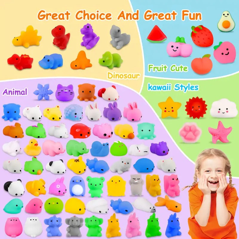 80pcs Mini Animal Squishy Toys - Relax & Party Favors for Youngsters, Assorted Cute Kawaii Designs (Chickens, Ducks, Rabbits, Cats, Dogs), Bright Colors, Perfect for Birthday, Easter Gifts, Classroom Prizes & Goodie Bags