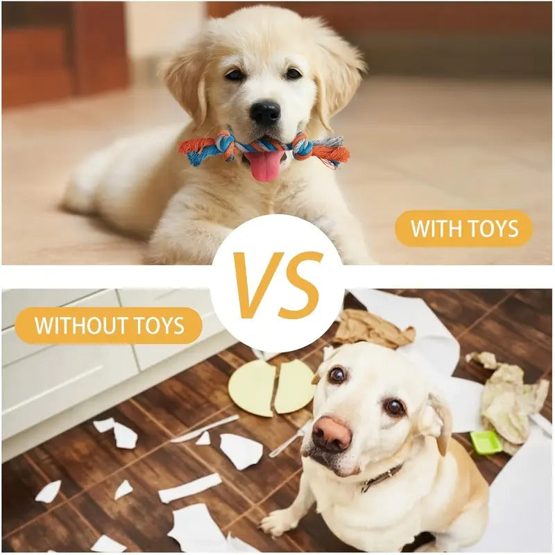 7 Pack Small Dog Toys for Puppies - Durable Chew Toys with Cute Calf Plush, Squeaky Donut & Chew Rope Toys - Teething Toys for Teething Relief, Interactive Play & Dental Health - Soft Fabric