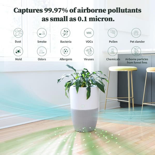 Bloom HEPA-13 Air Purifier with Planter, AutoDetect to Remove Dust, Smoke, Bacteria, Allergens and Odors - 1517 sq. ft.