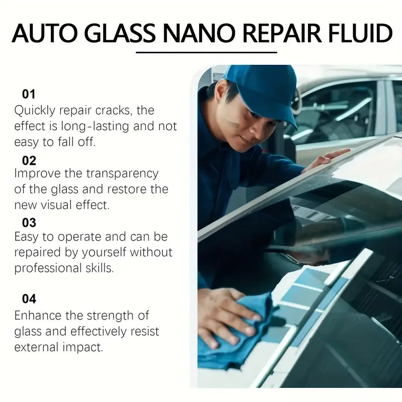 Specialized Glass Repair Kit Auto Windshield Cracks Scratches Clear Vision Portable Adhesive - Repairs Deep Cracks, No Specialty Tools Required, Fast Acting