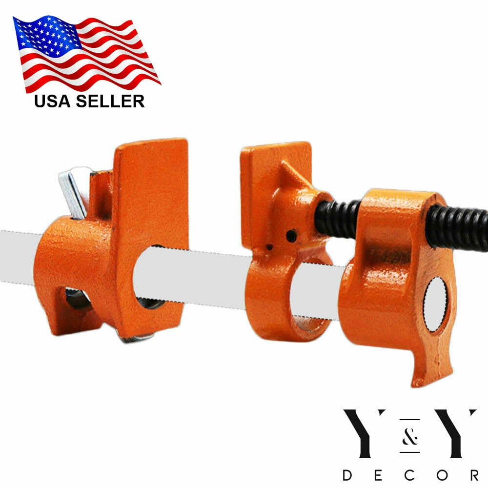 ( 4 Pack ) 1/2" Wood Gluing Pipe Clamp Set Heavy Duty PRO Woodworking Cast Iron
