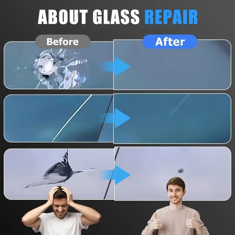 Specialized Glass Repair Kit Auto Windshield Cracks Scratches Clear Vision Portable Adhesive - Repairs Deep Cracks, No Specialty Tools Required, Fast Acting