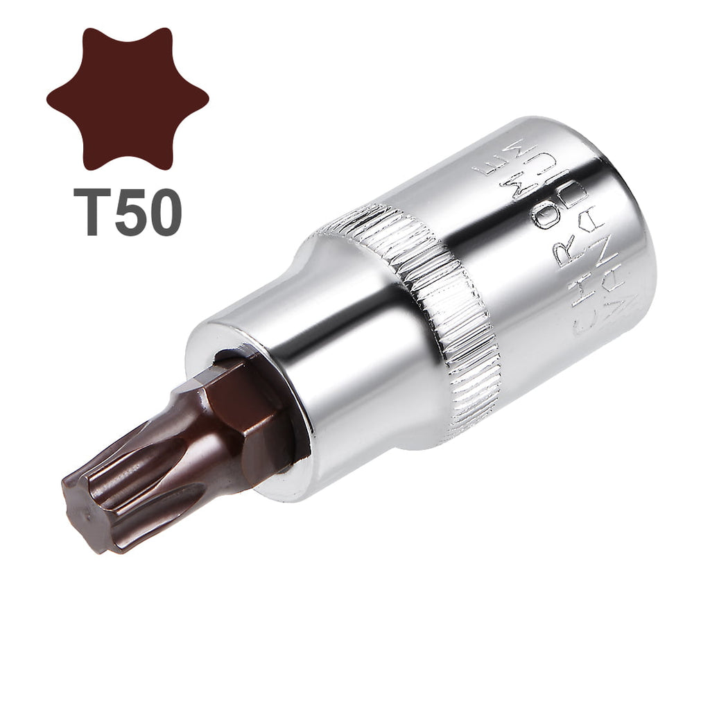 1/2-Inch Drive T50 Torx Bit Sockets S2 Steel 55mm Length
